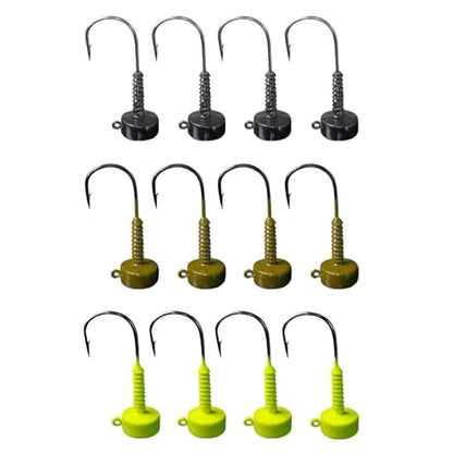 Lunker City Fishing Ned Head Ned Rig Jig Heads Weighted UltraPoint 2/0 3/0 Hook 1/16oz 1/8oz 3/16oz 1/4oz 3/8oz 1/2oz Finesse Fishing LunkerGrip for Soft Plastic Bass Lures, Made in The USA - color: Chartreuse, size: 3/16oz