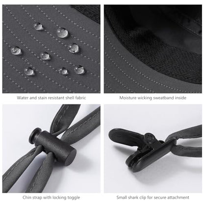 UPF 50+ Foldable Sun Hats Wide Brim with Large Neck Flap for Men Women UV Protection Gardening Fishing Beach Hat - color: Dark Grey