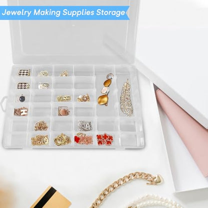 Guyuyii 2 Pack Bead Storage Containers with 36 Grids Adjustable Dividers | for Jewelry Making, Craft Organization, Diamond Painting, Compatible with Beads, Earrings, Small Hardware, Clear - size: 2 Pack 36 Compartments