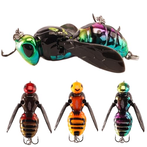FONMANG Top Water Fishing Lures, 3-Pcs Topwater Lures for Bass Walleye Pike, 2025 New Wasp Crawl Bait for Freshwater and Saltwater - color: A-Wasp Topwater