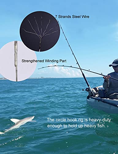 Circle Hooks Rigs Saltwater Steel Leader Wire, 25pcs Heavy Duty Circle Hook with Leader Wire Bass Catfish Fishing Lure Rig - size: 1/0