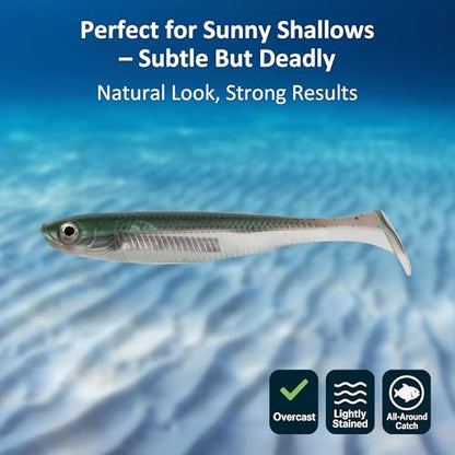 Paddle Tail Swimbait Fishing Lures for Bass Fishing | 5/6/15 Pcs Soft Plastic Lures With Paddle Tail, Pre-Rigged Jig Hook Options for Walleye, Pike & Trout Fishing - color: green