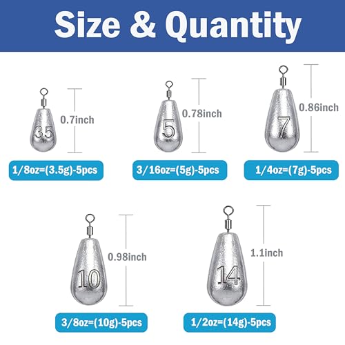 Fishing Weights Sinkers Kit Bass Casting Weights Drop Shot Weights with Swivel for Freshwater Saltwater Catfish Weights - style: 43pcs
