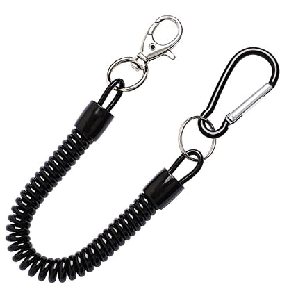 uxcell Spiral Fishing Lanyard, Retractable Safety Coiled Cord Lanyard with Lobster Clasp, Elastic Spring Coil Rope Strap Leash for Fishing, Climbing, Boating, Pliers Tool, 1 Pcs