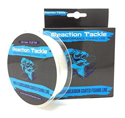 Reaction Tackle Fluorocarbon Coated Fishing Line, 350yds - Superior Strength, Low Visibility, Abrasion Resistant - Ideal for Freshwater or Saltwater Fishing, Monofilament Upgrade - size: 8LB (350 yards)