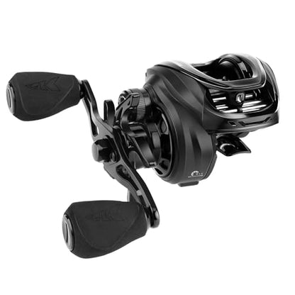 KastKing Zephyr Baitcasting Fishing Reel, Halo XII Magnetic Braking System Baitcaster Reel, 7+1 Double Shielded Stainless Steel BB, 7.2:1 High-Speed Gear Ratio, 18lb Triple Disc Carbon Fiber Drag - color: A:Right Handed-Black-7.2:1