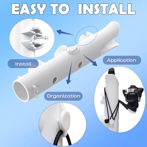 Aventik Tube Fishing Rod Holder Bracket Wall Mounted Boat Side Mount Tool Holder Tube Links with Screws 1/2/3/4/6 Pole Tube Fishing Rod Holders - color: 6-Pole White