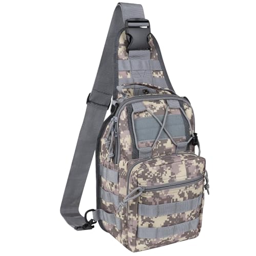 Qcute Tactical Backpack, Waterproof Military Cross-body Molle Sling Shoulder Backpack Chest Bag for Outdoor Every Day Carry - color: New Acu Camouflage