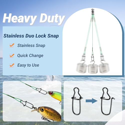 AMYSPORTS Freshwater Rigs Fishing Leaders Saltwater Heavy Duty Fishing Leader Stainless Rig Swivels Wire Leader Lure Black Nickel 60pcs