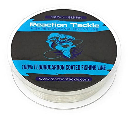 Reaction Tackle Fluorocarbon Coated Fishing Line, 350yds - Superior Strength, Low Visibility, Abrasion Resistant - Ideal for Freshwater or Saltwater Fishing, Monofilament Upgrade - size: 4LB (350 yards)