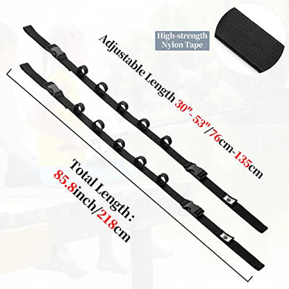 Raynesys Vehicle Fishing Rod Holder, Car Fishing Pole Roof Rack Inside, 5 Rod Capacity, Heavy Duty Adjustable 30-54 Inch, Fishing Rod Carrier Fishing Pole Storage Straps for Truck Car SUV Wagons Van
