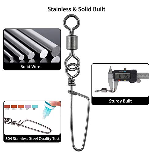 Dr.Fish 30 Pack Barrel Snap Swivels, Barrel Swivels Fishing Tackle Crane Rolling Coast Lock Snap Lure Leader Line Connector Fresh&Saltwater - size: #1-99LB-30 Pack