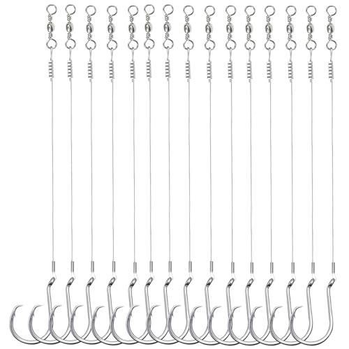 YOTO Circle Hook Rigs, 25PCS Saltwater Steel Octopus Hooks with Leader Wire – Ready-to-Fish Setup for Catfish and Bass - color: 4/0-25pcs