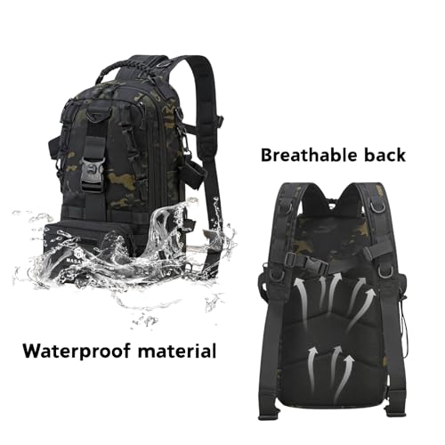 Fishing Tackle Backpack with Rod Holders Waterproof Lightweight Tackle Bag Storge Fishing Gear and Equipment L