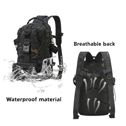 Fishing Tackle Backpack with Rod Holders Waterproof Lightweight Tackle Bag Storge Fishing Gear and Equipment L