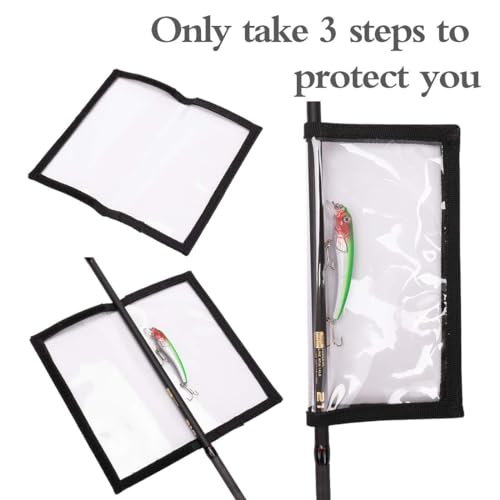 Fishing Lure Wraps 10 Packs Durable Clear PVC Lure Covers Keeps Fishing Safe Easily See Lures Fishing Hook Covers Bait Storage 5 Large 4.3" W x 7.9" L + 5 Medium 3.9" W x 7.1" L (10pcs 5L+5M)