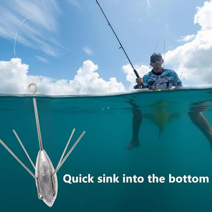 5 Pcs Sputnik Sinker Fishing Weights Lead Surfing Casting Spider Sinkers Long Tail Fishing Equipment for Catfish Saltwater Beach Sand Ocean - size: 5oz - 5pcs