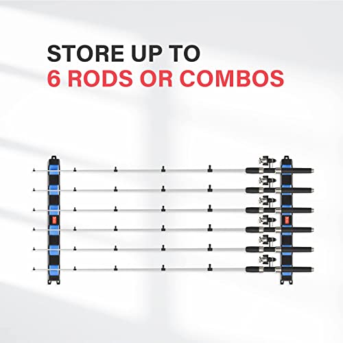 Fishing Rod Holders Wall-Mounted – Simple Deluxe Fishing Rod Rack, Great Fishing Pole Holder for Garage Blue