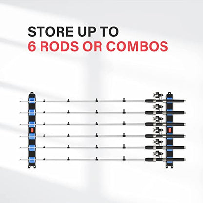 Fishing Rod Holders Wall-Mounted – Simple Deluxe Fishing Rod Rack, Great Fishing Pole Holder for Garage Blue