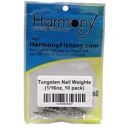 (10 Pack) - Harmony Fishing Company Tungsten Nail Weights [Select Size] (Lead-Free/No Lead Nail Weights for Neko/Wacky Rig Fishing) (Natural, 1/32oz) - size: 1/32oz