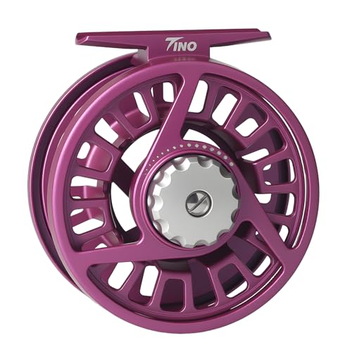 Maxcatch Tino Fly Fishing Reel, Large Arbor All Aluminum with CNC Cutting Trout Fly Reels, 3/4 5/6 7/8wt - color: Reel Only (Purple), size: 7/8wt