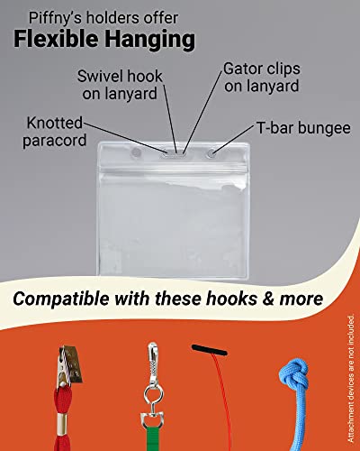Clear ID Holder for Lanyard - ID Card Holder Waterproof (Inches, 3.5 x 2.25 Horizontal 12 Pack)