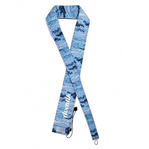 Aventik Lightproof Neoprene Rod Sleeve – Protective Fishing Rod Sock Cover with Hanging Loop & Adjustable Lanyard for Casting, Spinning & Trolling Rods - color: Blue camouflage, size: Length: 52''/1.32m