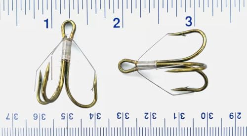 25 Gerry's Tackle 3551W 2X Strength Bronze Weedless Treble Hooks Size 1