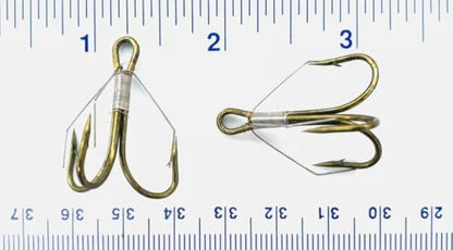 25 Gerry's Tackle 3551W 2X Strength Bronze Weedless Treble Hooks Size 1