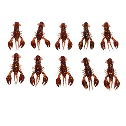 YUYTE Lures Crawfish Bait 10pcs Soft Fishing Lure Crawdad Bait PVC Shrimp Artificial Lure Baits for Freshwater and Saltwater Fishing - color: Dark Brown