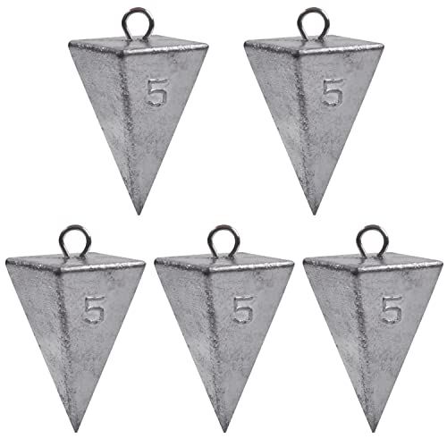 Pyramid Sinkers Fishing Weights Sinkers Saltwater Surf Fishing Weights Pyramid Weights Ocean Saltwater Fishing Gear Tackle 1oz 2oz 3oz 4oz 5oz 6oz 8oz - style: 5 Ounce, 5 Pack