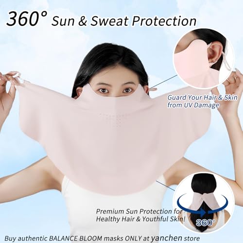 UV Sun Protection Face Mask with Neck Coverage UPF 50+ Face Shield Breathable Design for Summer Outdoor Activities - color: Pink