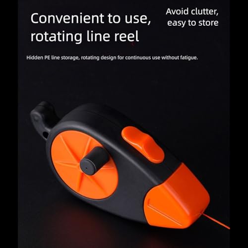 Fish Bait Rescue Device with 30M Pe Line Fishing Lure Retriever Tackle Tool Stainless Steel 40G for Retractor Black+Silver+Orange