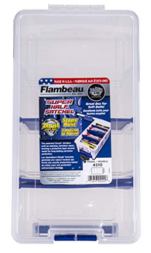 Flambeau Outdoors 4510 Clear Fishing Organizer - Super Half Satchel Soft Fishing Lure Storagees,Bait Organizer,Tuff Tainer with Zerust Anti-Rust Dividers,(Pack of 4) - size: 15x8x6.25-Inch (Pack of 4)