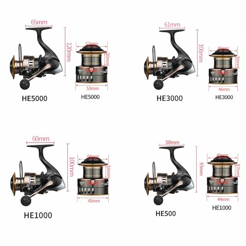 Spinning Fishing Reel 22 LBs Max Drag with 5.2:1 High Speed Ultra Smooth Powerful for Freshwater Saltwater Fishing - size: Size 500