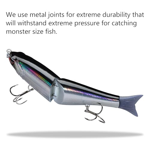 Bassdash SwimShad Glide Baits Jointed Swimbait Bass Pike Salmon Trout Muskie Fishing Lure - color: Black/Silver, size: 7in/2.2oz