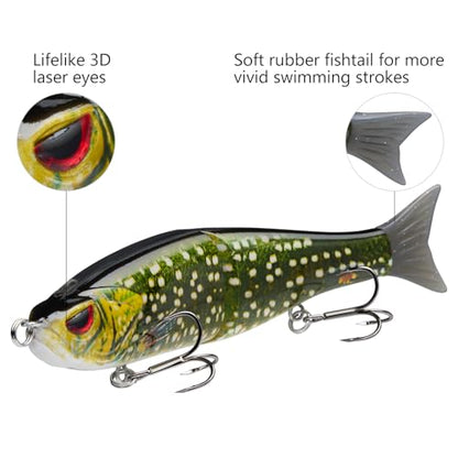 Bassdash SwimShad Glide Baits Jointed Swimbait Bass Pike Salmon Trout Muskie Fishing Lure - color: Northern Pike, size: 4.5in/0.65oz