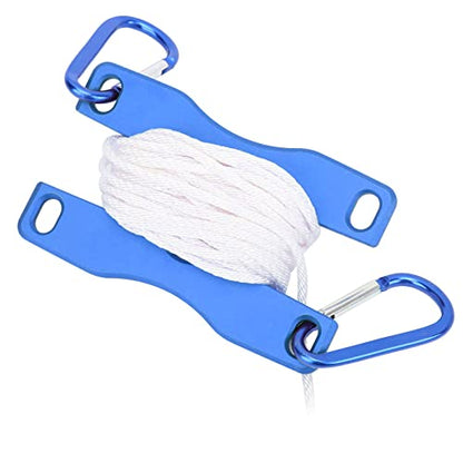 Live Fish Lock Portable Stainless Steel Fishing Stringer with Wear - Resistant Nylon Rope, D - Shaped Carabiner and Quick - Release Pin for Big Game Lure Fishing - color: Blue