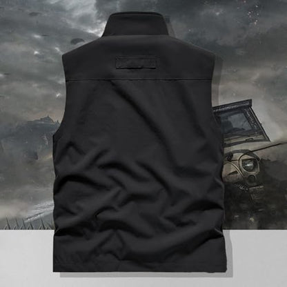 Mens Vests Sleeveless Zip Up Jacket Lightweight Casual Golf Windbreakers Hiking Work Tactical Vests Slim fit Outerwear - color: A01-black, size: 4X-Large