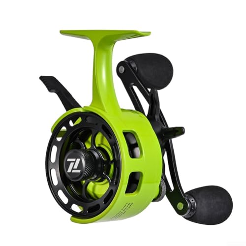 3.2:1 Ice Fishing Reel with Magnetic Drop Ice Fishing Reel 3.2:1 Gear Ratio for Winter Ice Fishing, Gear Ratio Inline Reel, 3+1 Ball Bearings Two-Way Spool Lever - color: yellow-green, size: right hand