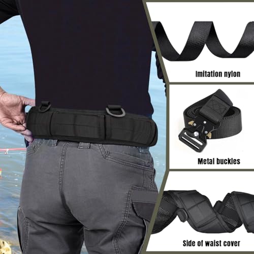 Fishing Wading Belt with Removable Strap Adjustable Waistband Molle System Outdoor Tactical Belts Soft Waist Cover Fly Fishing Gear for Kayaking Casting Surfing