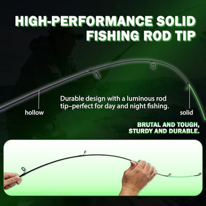 5’6" Ultra-Light Spinning Fishing Rod, Threaded Grip Gun Handle, Durable Composite Graphite & Glass Blank, Ceramic Line Guides, Sensitive Strike Detection for Freshwater & Inshore - size: HDSJZB168-5'6"