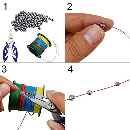 Split Shot Fishing Weights Sinkers 205Pcs 5 Sizes Weights 0.2/0.3/0.4/0.6/0.8g Round Fishing Line Sinker Removable Egg Lead Assortment