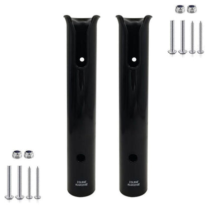 ISURE MARINE Fishing Rod Holder Bracket Wall Mounted Boat Side Mount Tool Holder Tube Links with Screws 2/3/4/6 Pole Tube (White/Black) - color: 2-Pole Black