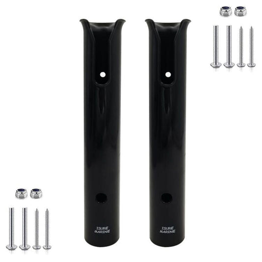 ISURE MARINE Fishing Rod Holder Bracket Wall Mounted Boat Side Mount Tool Holder Tube Links with Screws 2/3/4/6 Pole Tube (White/Black) - color: 2-Pole Black