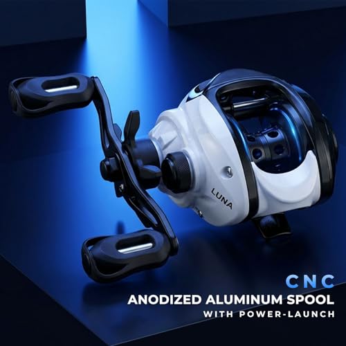Fishdrops Luna Baitcasting Reels Lightweight & Smooth Design, 12.12 LB Max Drag, Classic Gear Ratio 6.3:1 Low Profile Bait Caster, Anti-Corrosion Baitcasting Fishing Reels - color: Right Hand