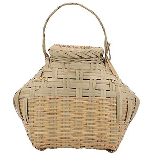HANABASS Fishing Basket Bamboo Woven Portable Reusable Outdoor Shrimp Container Accessory