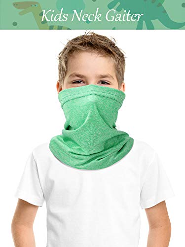 SATINIOR 4 Pieces Kids Summer Neck Gaiter Unisex Cooling Face Cover Scarf Breathable Sun Bandana Fishing Cycling Mask - color: Magenta, Pink, Green, Cyan