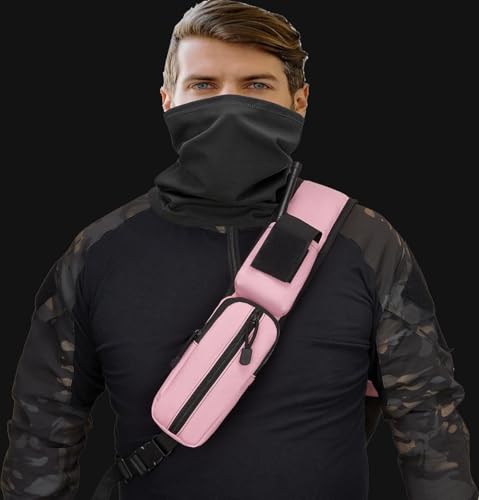 Tactical Sling Backpack Holster Range Shoulder Bag 15L Crossbody Bag Water Bottle Holder Radio Pouch 6 Elastic Slots - color: Pink