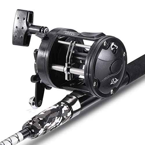 Sougayilang Conventional Reel and Fishing Rod Combo – Medium Heavy Fiberglass Rod, Heavy Duty Catfish Trolling Reel Combo for Catfish Salmon and Steelhead 6/7ft - color: 6FT-3000